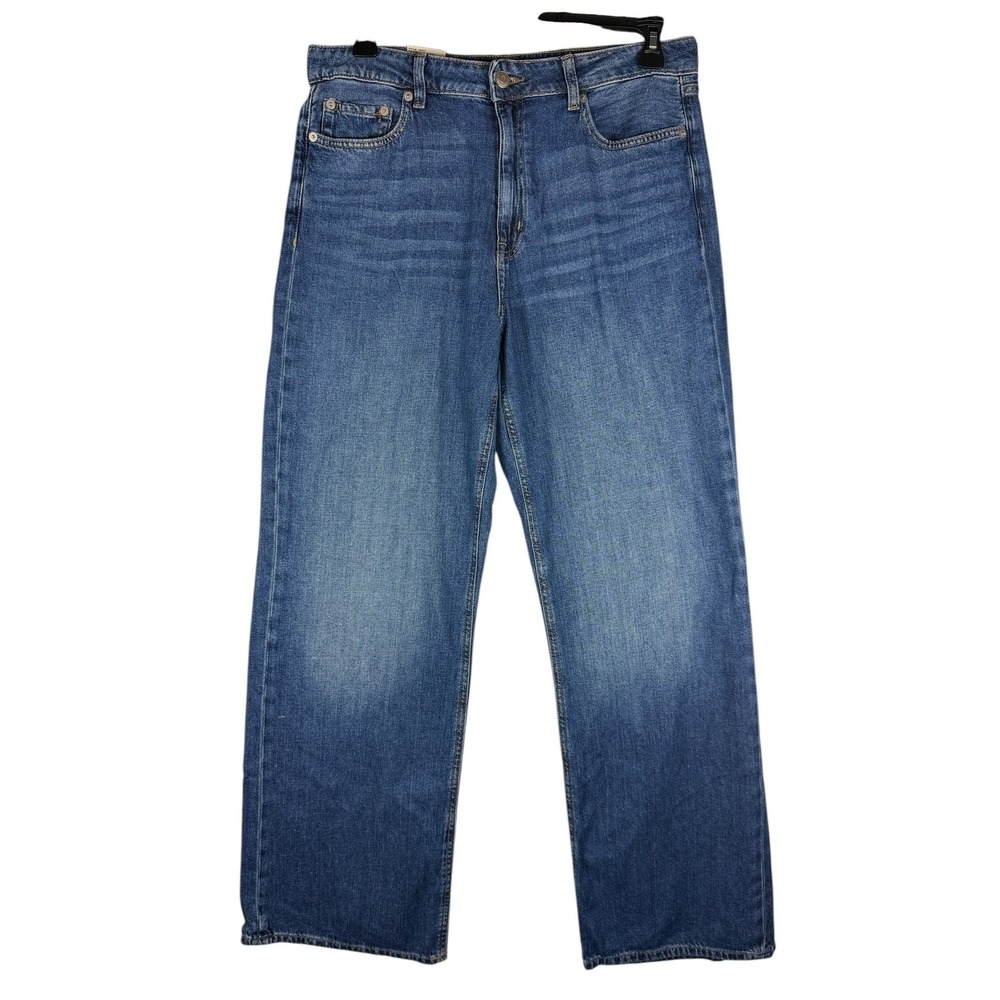 Aeropostale Womens High Rise Wide Leg Jeans Dark Wash Blue Denim Size 12 NWT